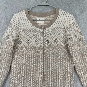 TELLURIDE Clothing Co. Lambs Wool Blend beaded cardigan sweater Sz M